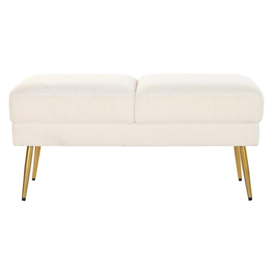 Stol DKD Home Decor 106 x 45 x 50 cm Gylden Metal Hvid #5