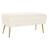 Stol DKD Home Decor 106 x 45 x 50 cm Gylden Metal Hvid #1