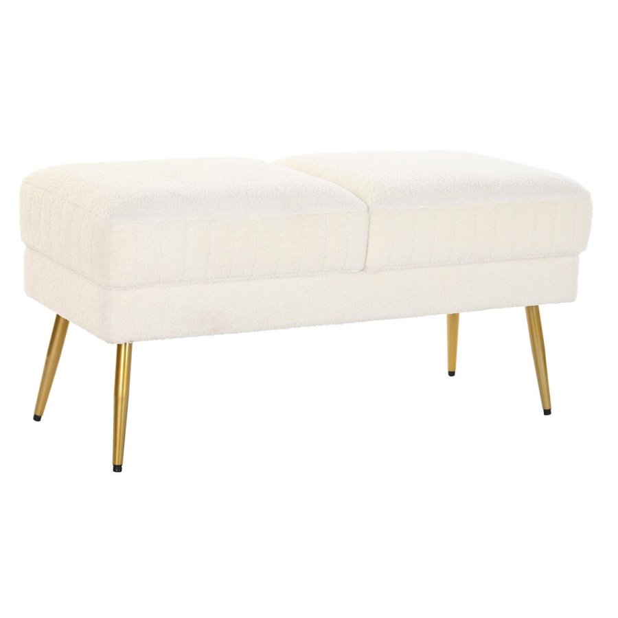 Stol DKD Home Decor 106 x 45 x 50 cm Gylden Metal Hvid #1