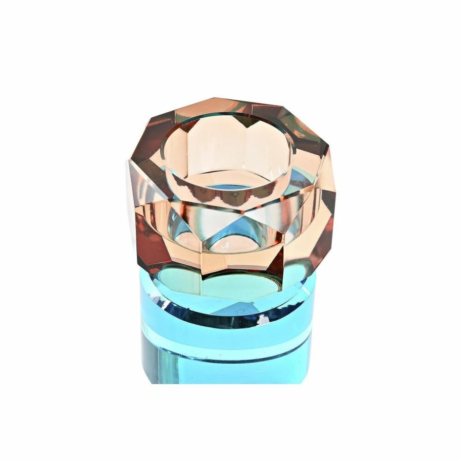 Lyseholder DKD Home Decor Grn Rav To-farvet Krystal 7 x 7 x 9 cm #2