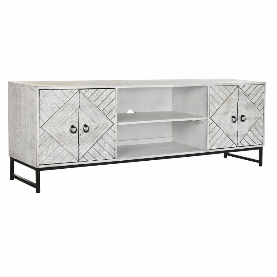 mbler DKD Home Decor 180 x 40 x 60 cm Sort Metal Hvid Mangotr #1