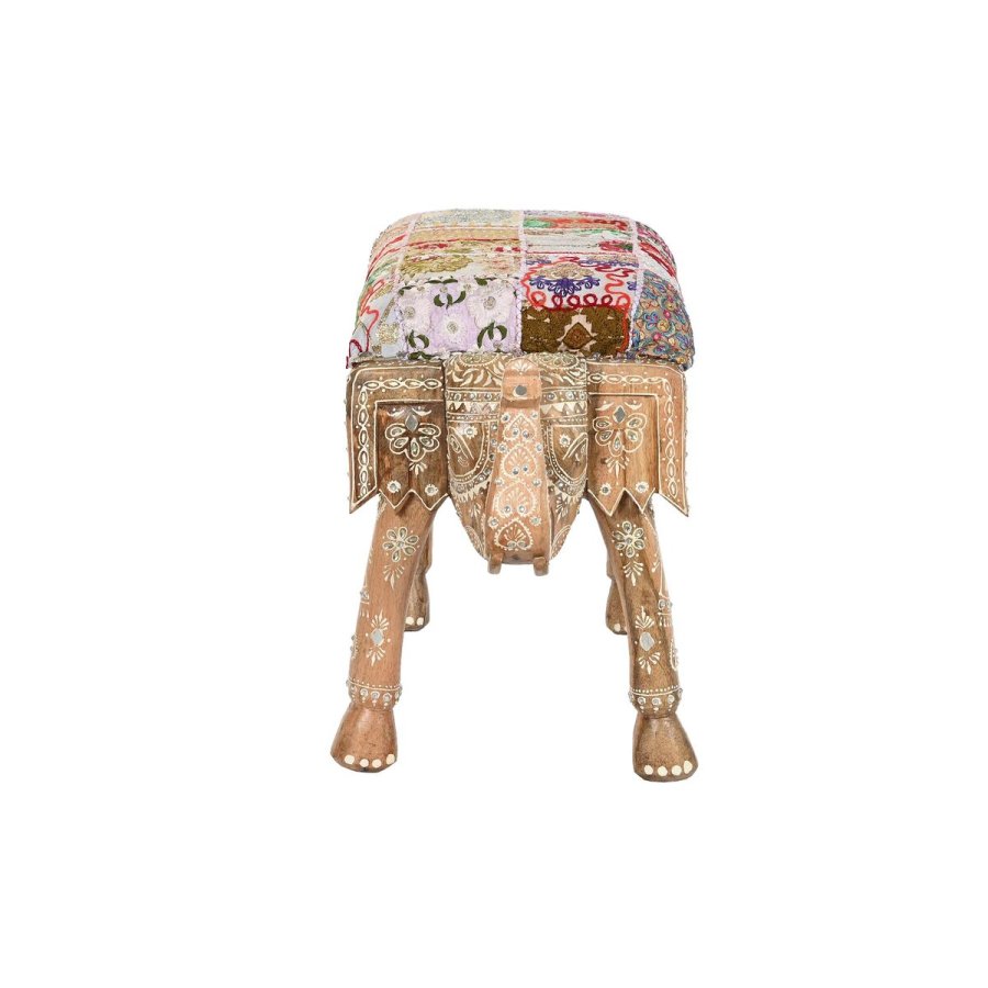 Stol DKD Home Decor Multifarvet Polyester Mangotr 65 x 31,7 x 38 cm Elefant #5