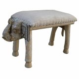 Stol DKD Home Decor Elefant Hvid Natur Mangotr 65 x 31,7 x 38 cm #1