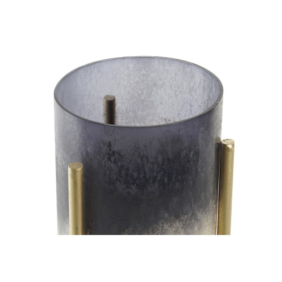 Lyseholder DKD Home Decor 10 x 10 x 23 cm Krystal Gylden Metal To-farvet #2