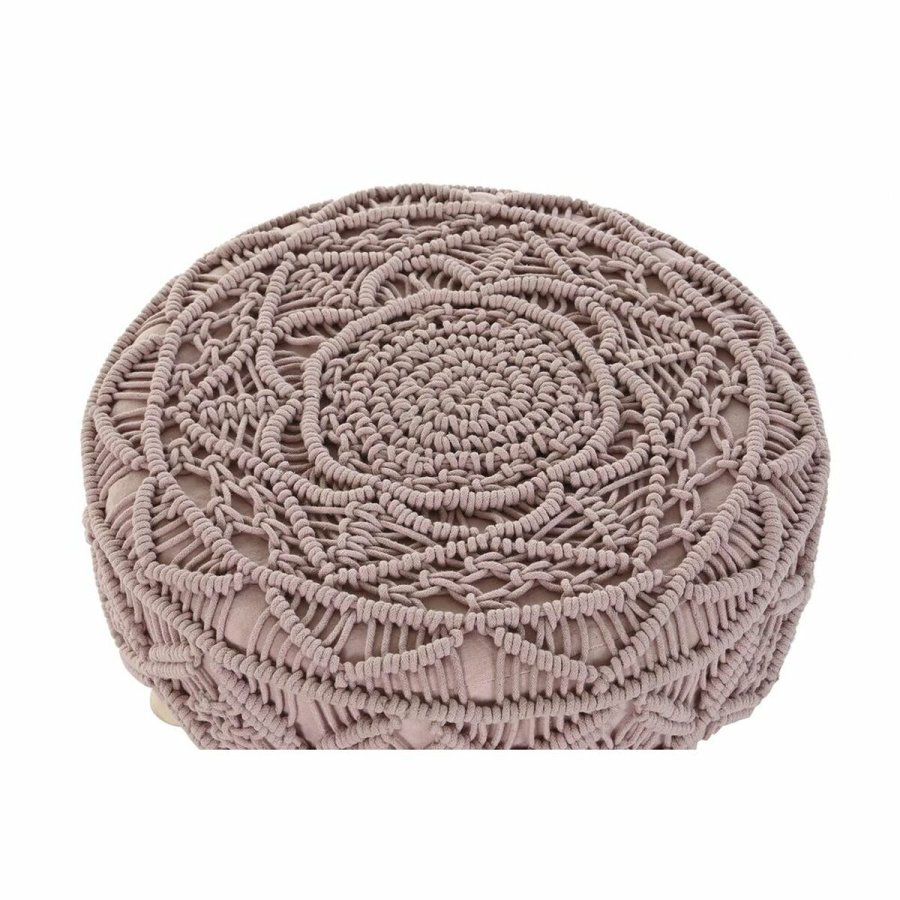 Fodsttte DKD Home Decor Natur Lyserd Tr Boho Makram 53 x 53 x 31 cm #2