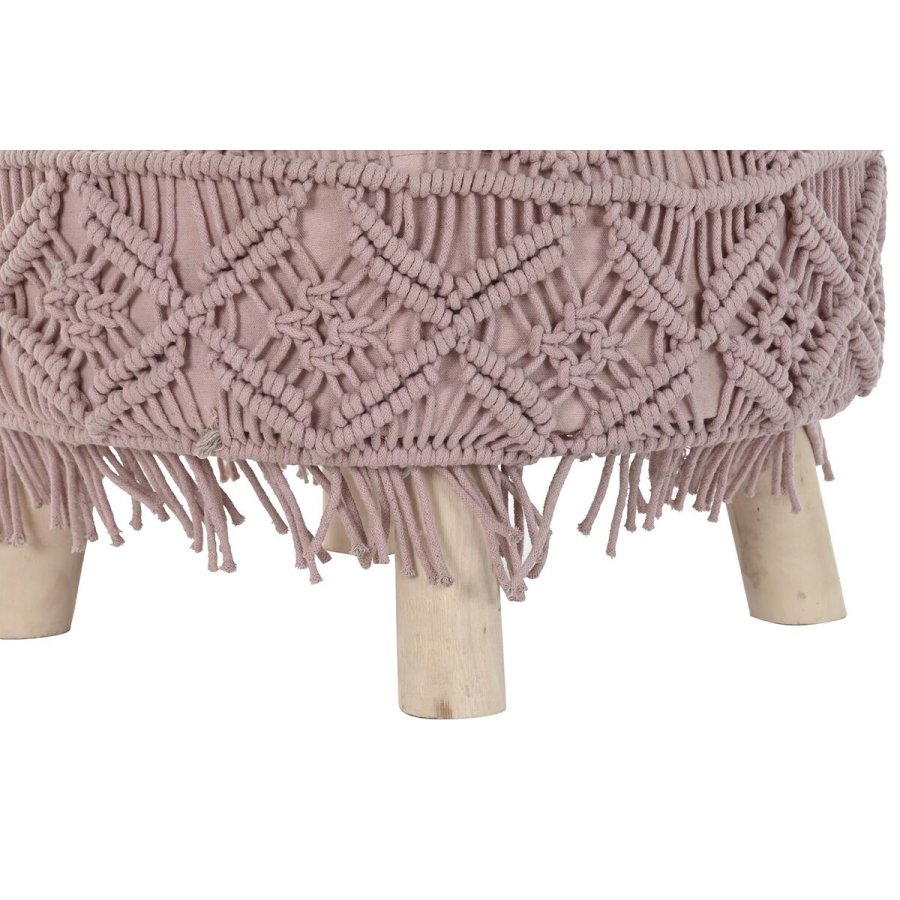 Fodsttte DKD Home Decor Natur Lyserd Tr Boho Makram 53 x 53 x 31 cm #3