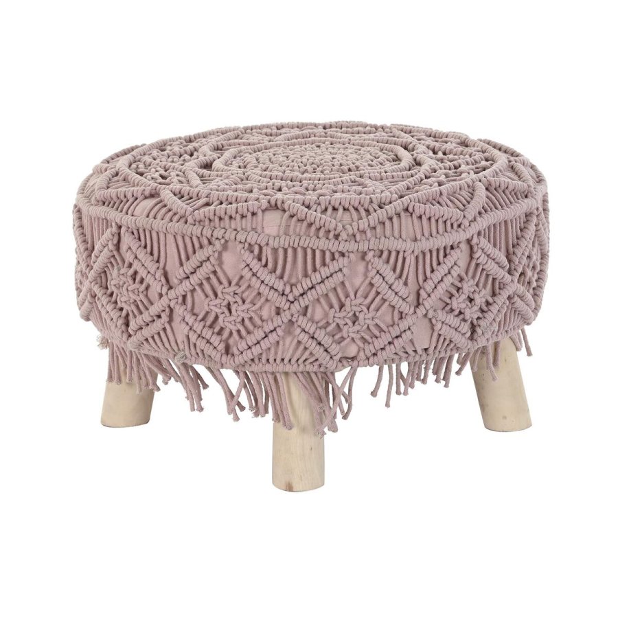 Fodsttte DKD Home Decor Natur Lyserd Tr Boho Makram 53 x 53 x 31 cm #1