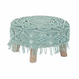 Fodsttte DKD Home Decor 53 x 53 x 31 cm Natur Tr Brun Grn 50 x 50 x 30 cm Makram Boho #1