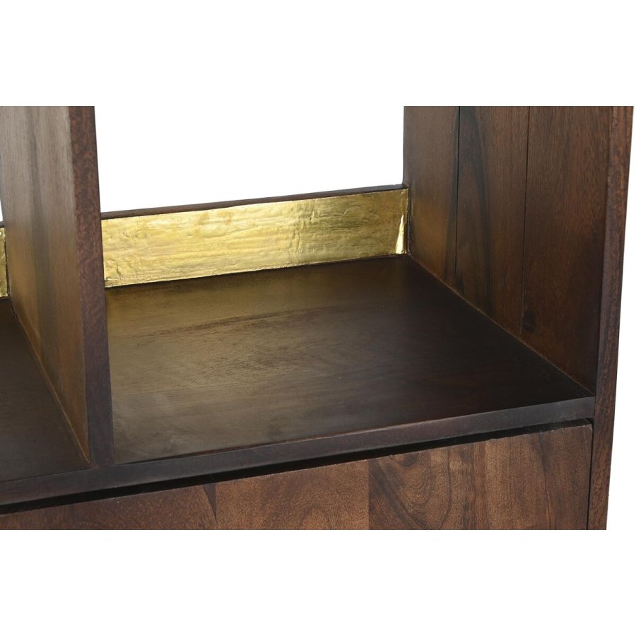 Hylder DKD Home Decor Sort Gylden Metal Mrkebrun Mangotr 4 Hylder (90 x 35 x 200 cm) #2
