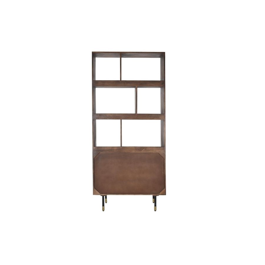 Hylder DKD Home Decor Sort Gylden Metal Mrkebrun Mangotr 4 Hylder (90 x 35 x 200 cm) #5