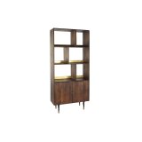 Hylder DKD Home Decor Sort Gylden Metal Mrkebrun Mangotr 4 Hylder (90 x 35 x 200 cm) #1