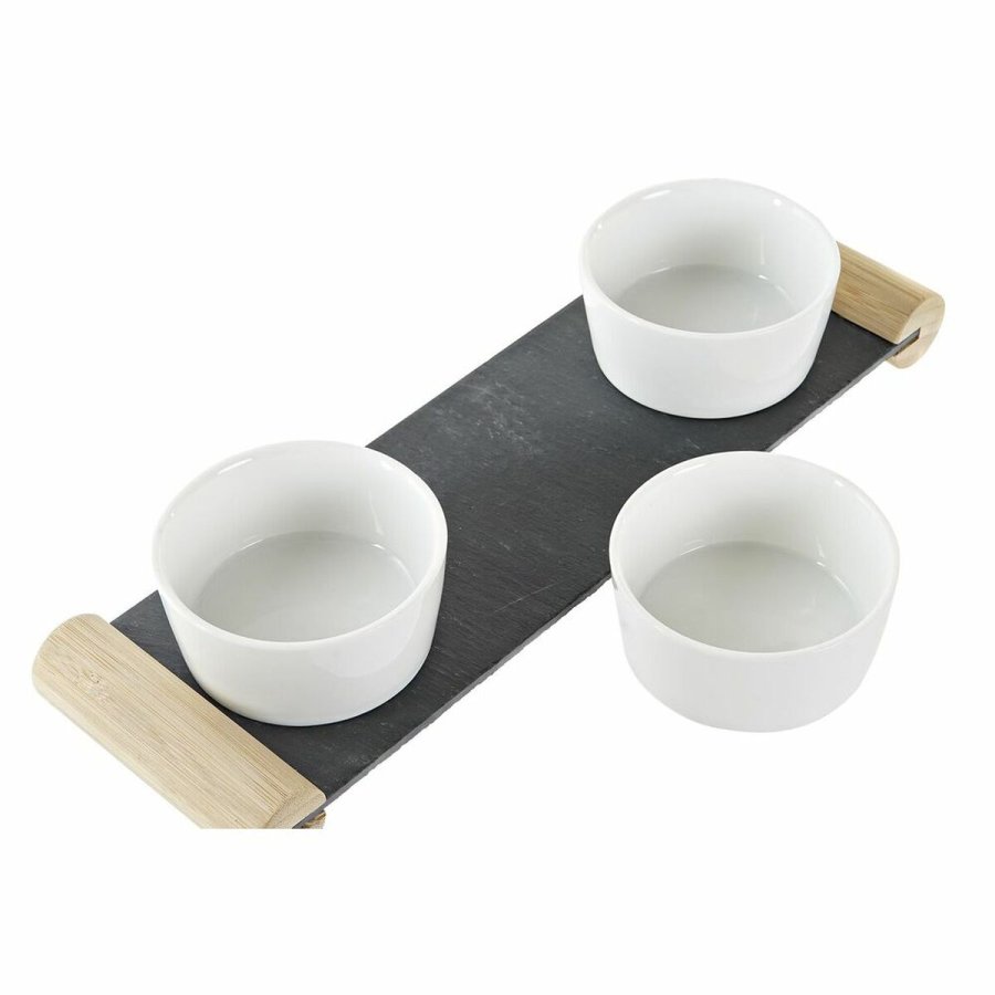 Snack bakke DKD Home Decor Hvid Sort Stentj Brt 33 x 10 x 5,8 cm #7