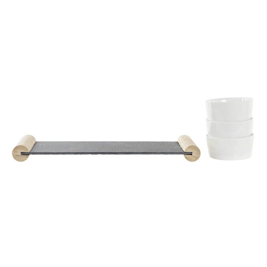Snack bakke DKD Home Decor Hvid Sort Stentj Brt 33 x 10 x 5,8 cm #4
