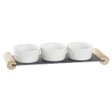 Snack bakke DKD Home Decor Hvid Sort Stentj Brt 33 x 10 x 5,8 cm #1