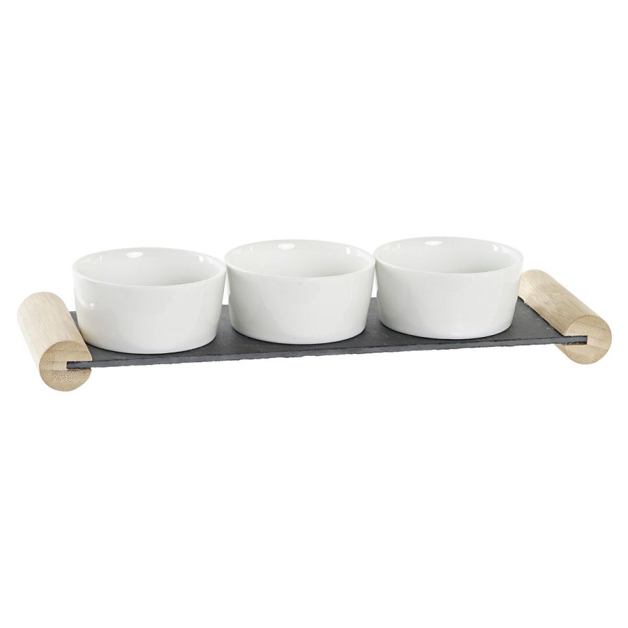 Snack bakke DKD Home Decor Hvid Sort Stentj Brt 33 x 10 x 5,8 cm #1