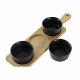 Snack bakke DKD Home Decor Sort Natur Akacie Stentj 38 x 10 x 5,2 cm #7