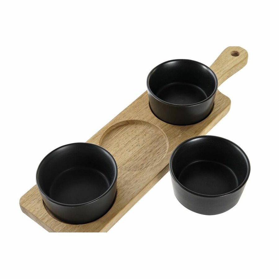 Snack bakke DKD Home Decor Sort Natur Akacie Stentj 38 x 10 x 5,2 cm #7