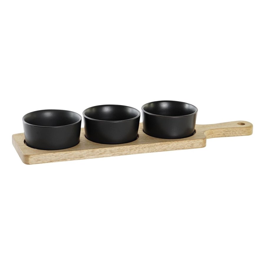 Snack bakke DKD Home Decor Sort Natur Akacie Stentj 38 x 10 x 5,2 cm #1