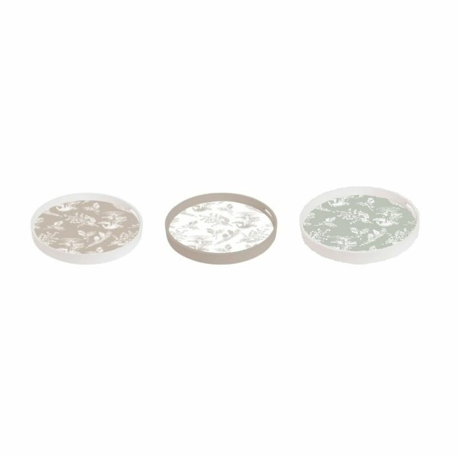Bakke DKD Home Decor Beige Brun Terrakotta Hvid Grn 35 x 35 x 5 cm Tr MDF 40 x 30 x 5 cm (3 Dele) #7