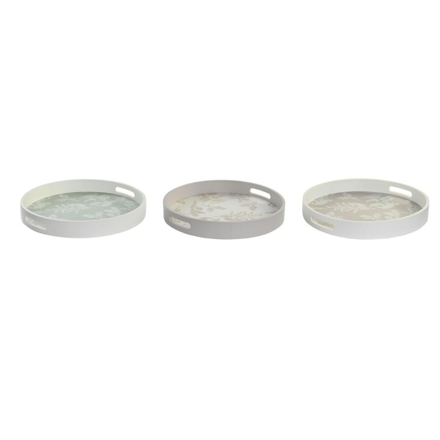 Bakke DKD Home Decor Beige Brun Terrakotta Hvid Grn 35 x 35 x 5 cm Tr MDF 40 x 30 x 5 cm (3 Dele) #1