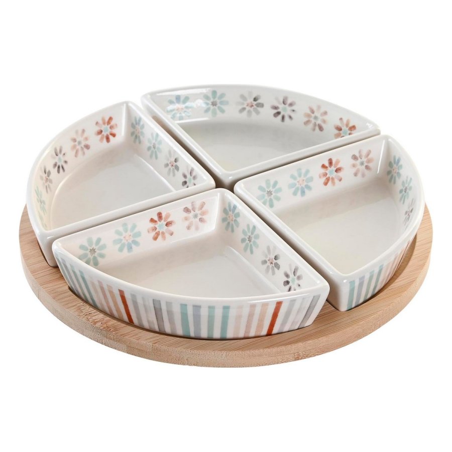 Snack bakke DKD Home Decor 21,5 x 21,5 x 1 cm Multifarvet Stentj #1