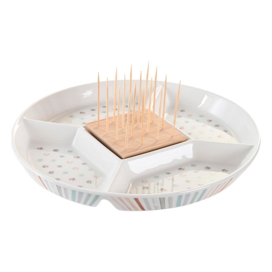 Snack bakke DKD Home Decor 23,5 x 23,5 x 3 cm Multifarvet Stentj #1