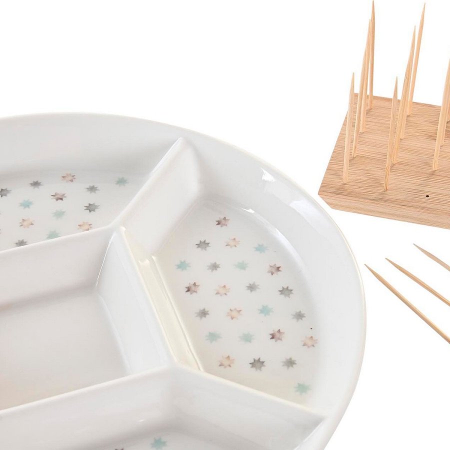 Snack bakke DKD Home Decor 23,5 x 23,5 x 3 cm Multifarvet Stentj #4