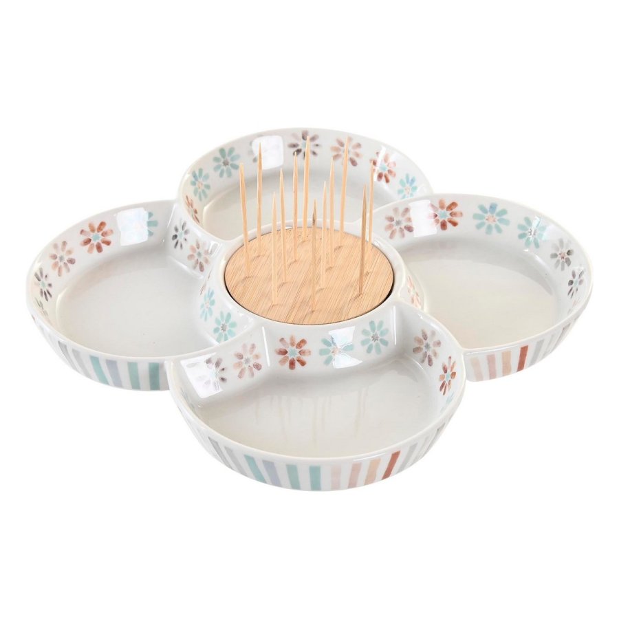 Snack bakke DKD Home Decor Multifarvet 22 x 22 x 3 cm Stentj #1