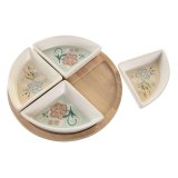 Snack bakke DKD Home Decor 21,5 x 21,5 x 1 cm Beige Hvid Stentj Traditionel #4