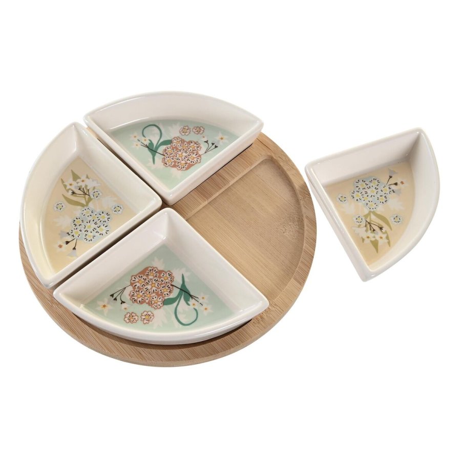 Snack bakke DKD Home Decor 21,5 x 21,5 x 1 cm Beige Hvid Stentj Traditionel #4