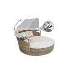 Seng til haven DKD Home Decor Hvid Aluminium St�l syntetisk spanskr�r 175 x 175 x 145 cm #2