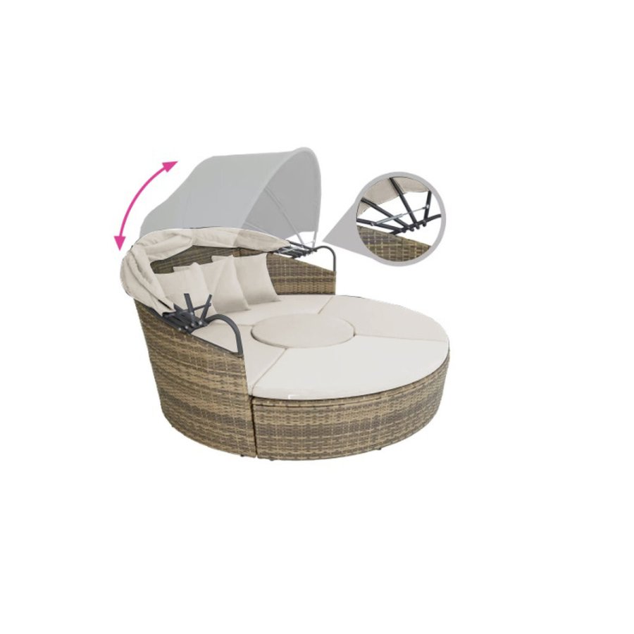 Seng til haven DKD Home Decor Hvid Aluminium St�l syntetisk spanskr�r 175 x 175 x 145 cm #2