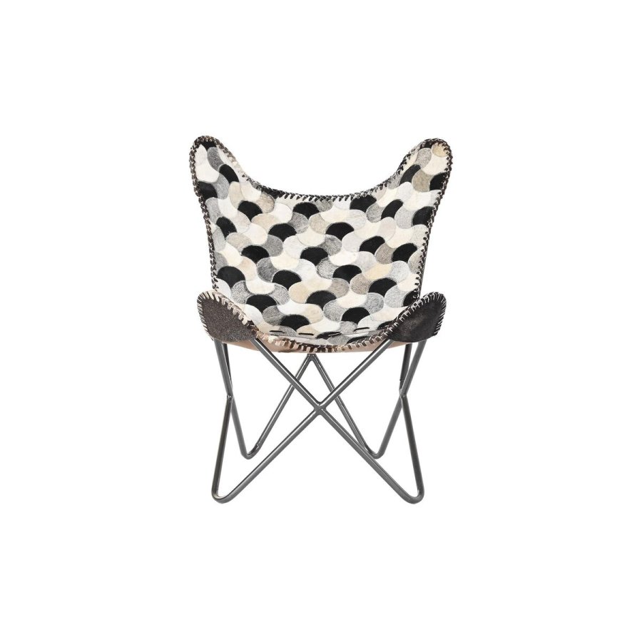 L�nestol DKD Home Decor Hvid Brun Jern 70 x 70 x 90 cm #3