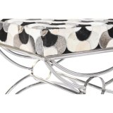 Stol DKD Home Decor S�lvfarvet Sort St�l L�der Hvid (53 x 40 x 43 cm) #3