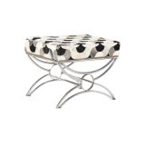 Stol DKD Home Decor S�lvfarvet Sort St�l L�der Hvid (53 x 40 x 43 cm) #1