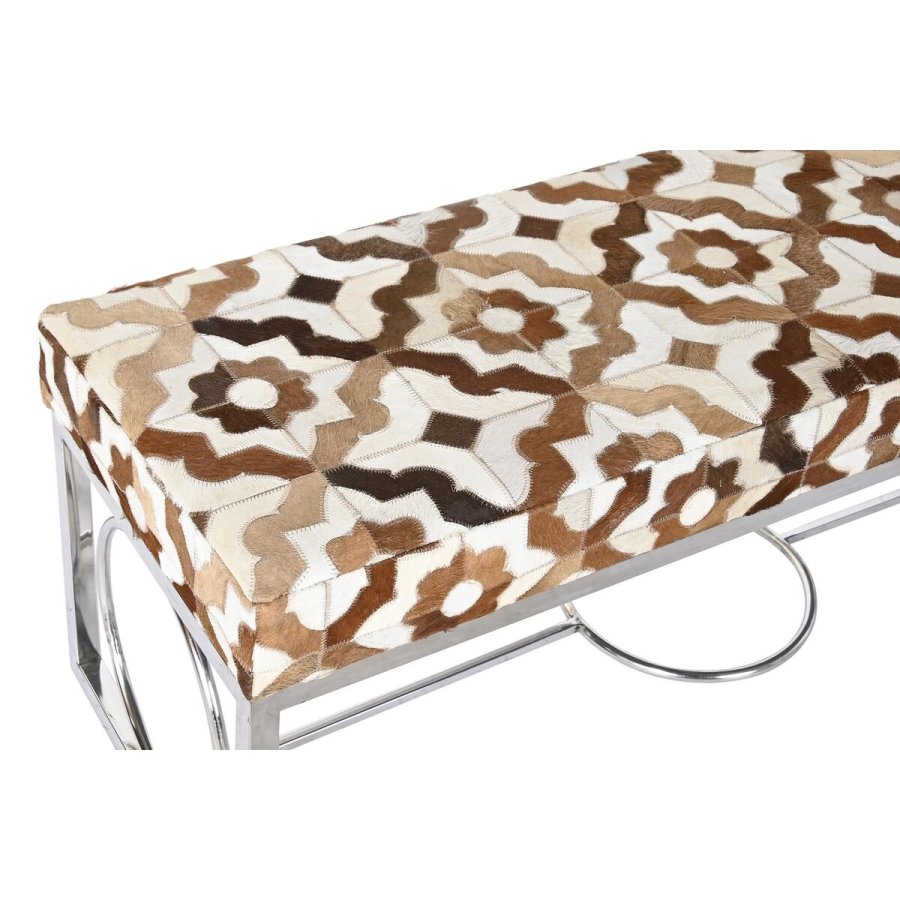 Stol DKD Home Decor Brun St�l L�der Hvid (122 x 41 x 44 cm) #4