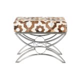 Stol DKD Home Decor S�lvfarvet Brun St�l L�der Hvid (53 x 40 x 43 cm) #1