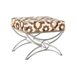 Stol DKD Home Decor S�lvfarvet Brun St�l L�der Hvid (53 x 40 x 43 cm) #2