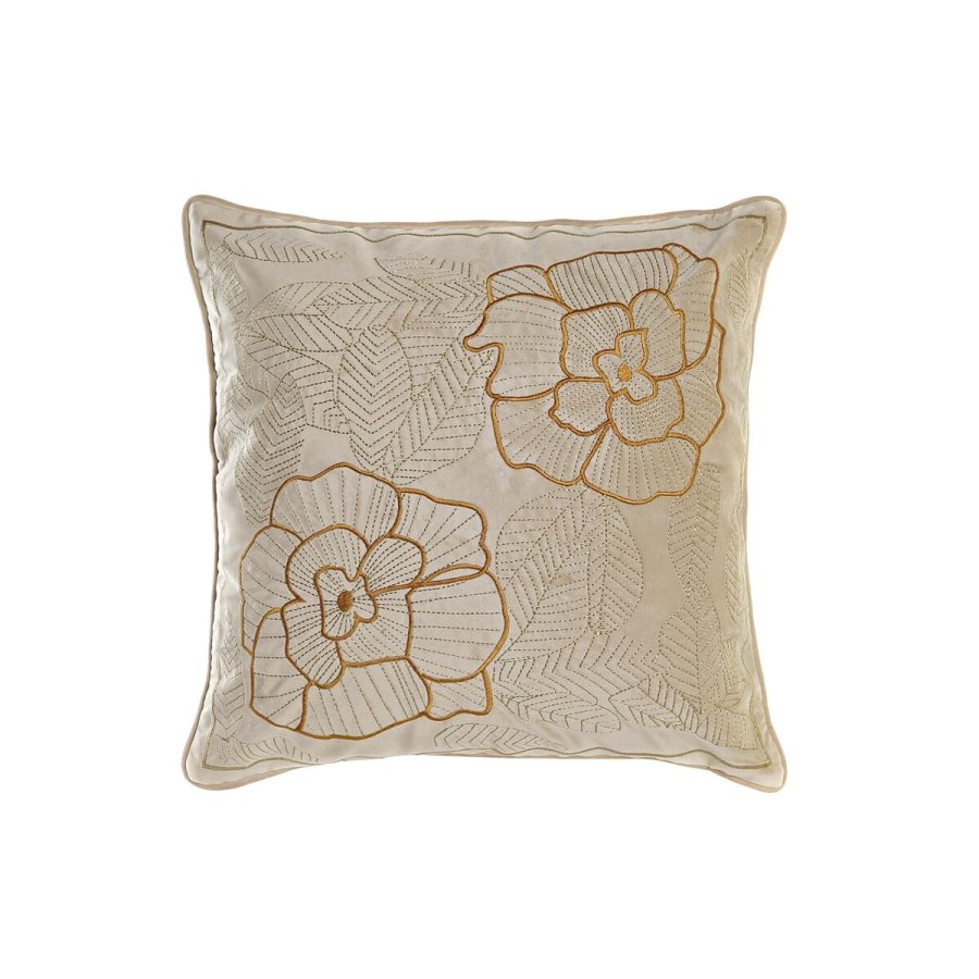 Pude DKD Home Decor Gylden 45 x 10 x 45 cm Cvetlice #1