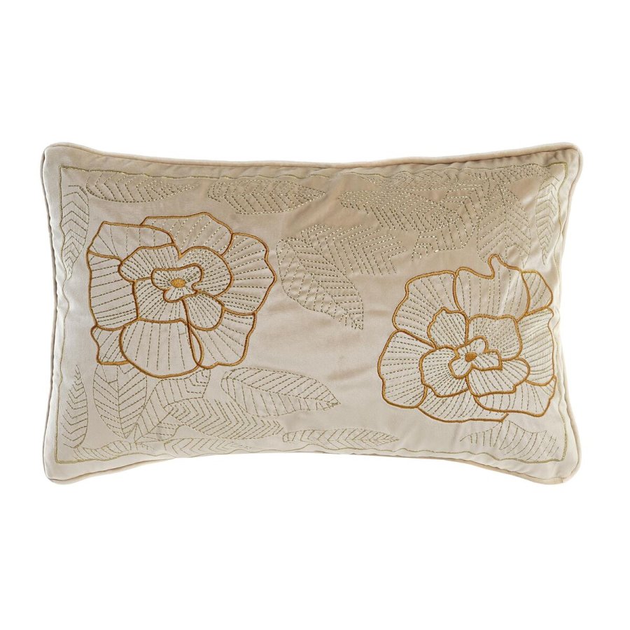 Pude DKD Home Decor Gylden 50 x 10 x 30 cm Cvetlice #1