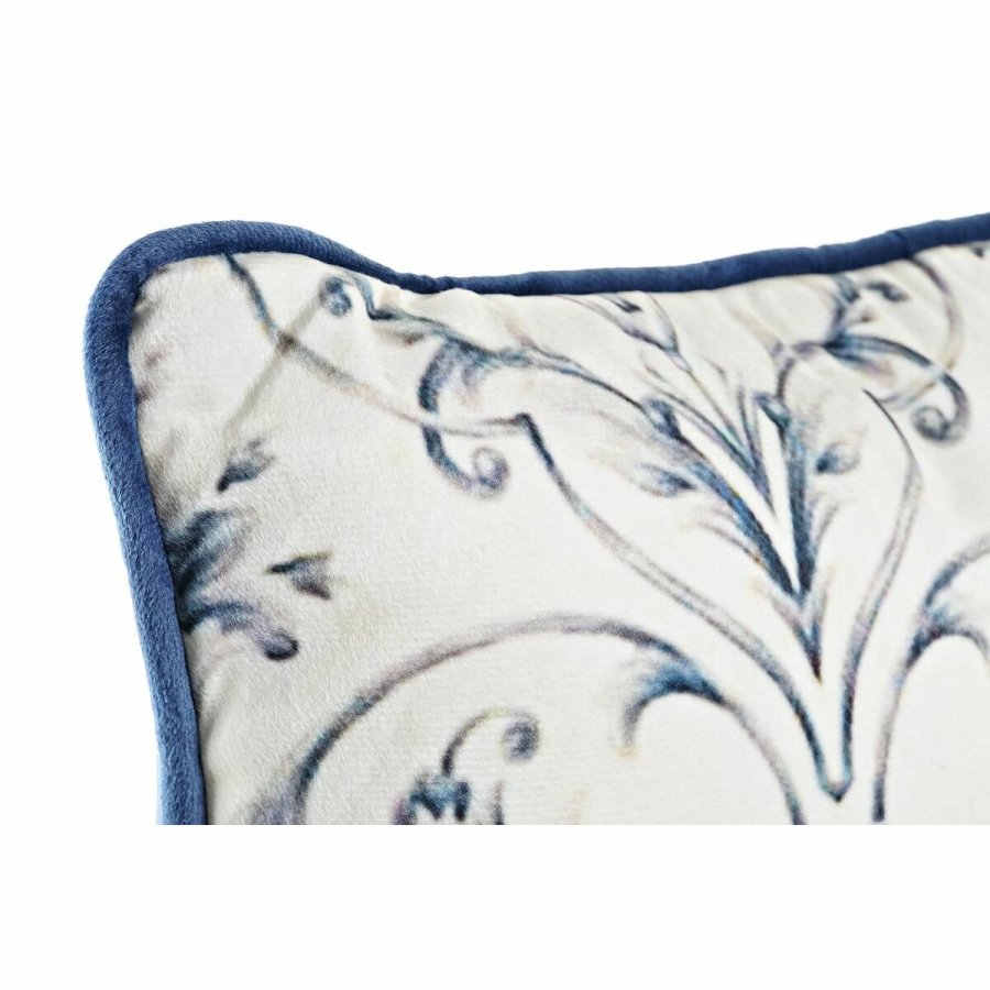 Pude DKD Home Decor Bl Hvid Firkantet Cvetlice Neoklassisk 45 x 10 x 45 cm #2