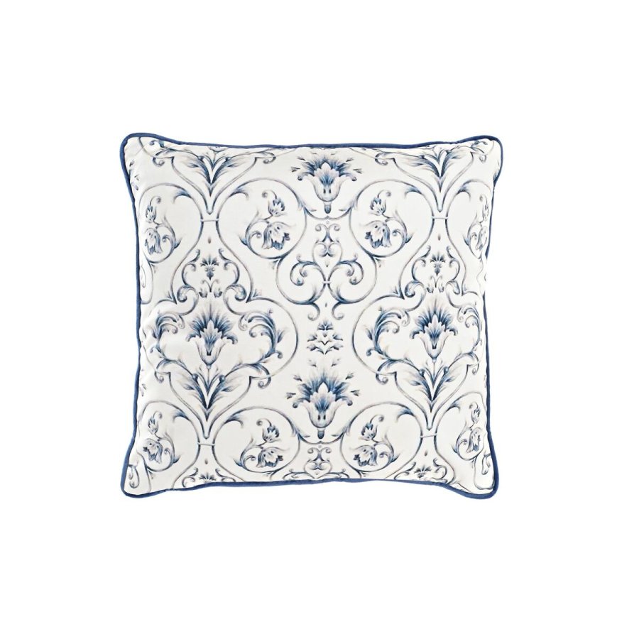 Pude DKD Home Decor Bl Hvid Firkantet Cvetlice Neoklassisk 45 x 10 x 45 cm #1
