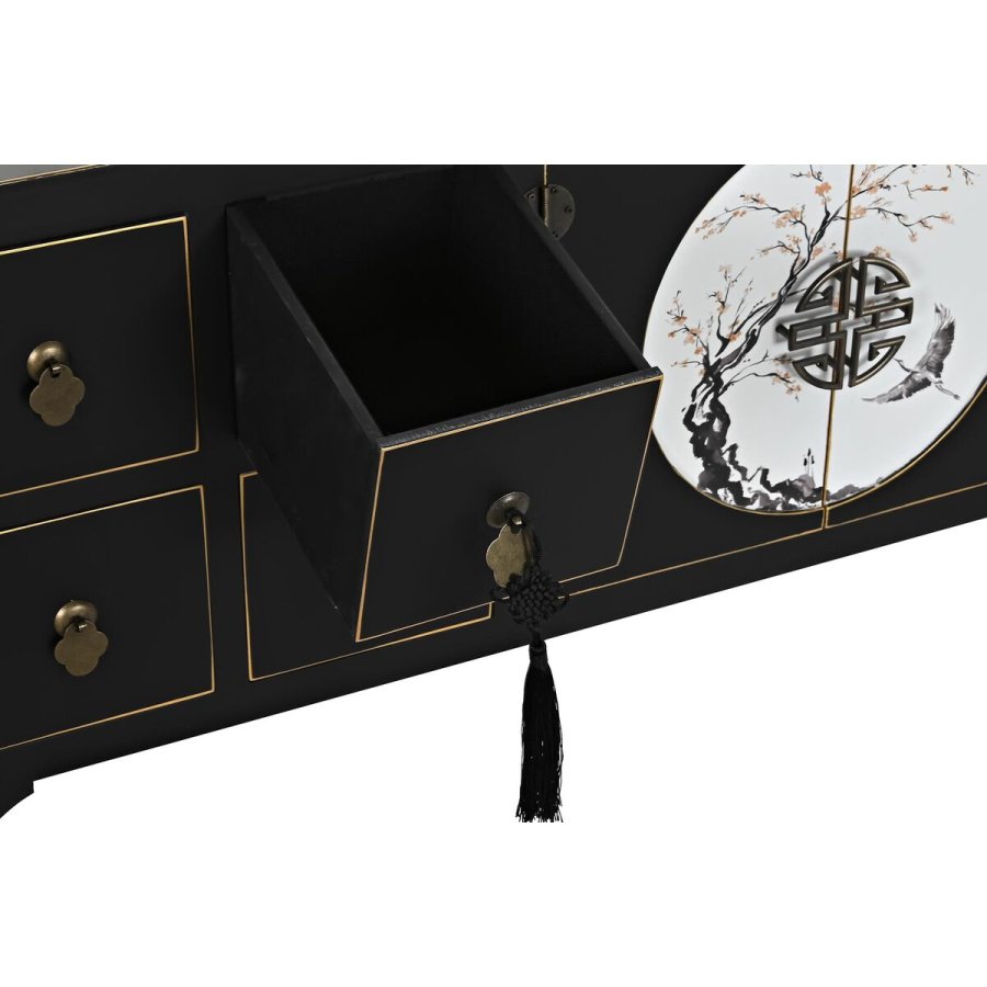 mbler DKD Home Decor Sort Orientalsk Hvid Gylden Hvid/Sort Metal Gran Tr MDF 130 x 26 x 51 cm #5