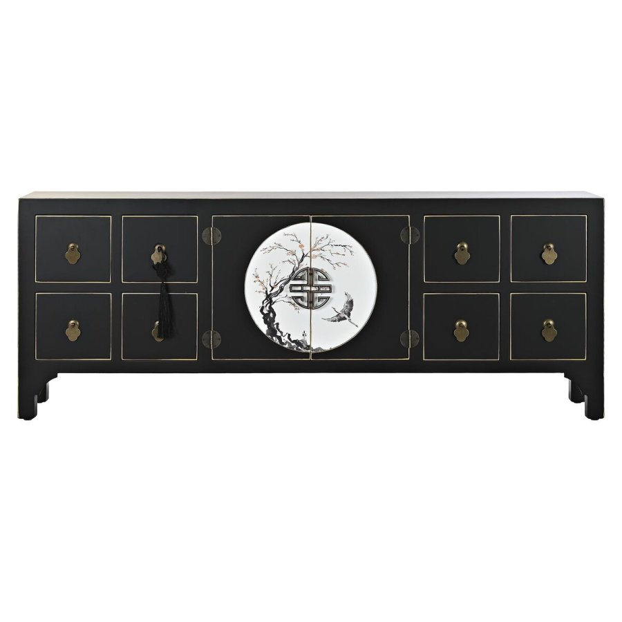 mbler DKD Home Decor Sort Orientalsk Hvid Gylden Hvid/Sort Metal Gran Tr MDF 130 x 26 x 51 cm #3