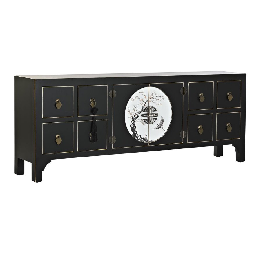 mbler DKD Home Decor Sort Orientalsk Hvid Gylden Hvid/Sort Metal Gran Tr MDF 130 x 26 x 51 cm #1