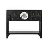 Sofabord DKD Home Decor 95 x 26 x 79 cm Gran Sort Gylden Metal Hvid Tr MDF #1
