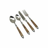 Bestik DKD Home Decor Natur S�lvfarvet Rustfrit st�l Akacie (4,5 x 2 x 20 cm) #1