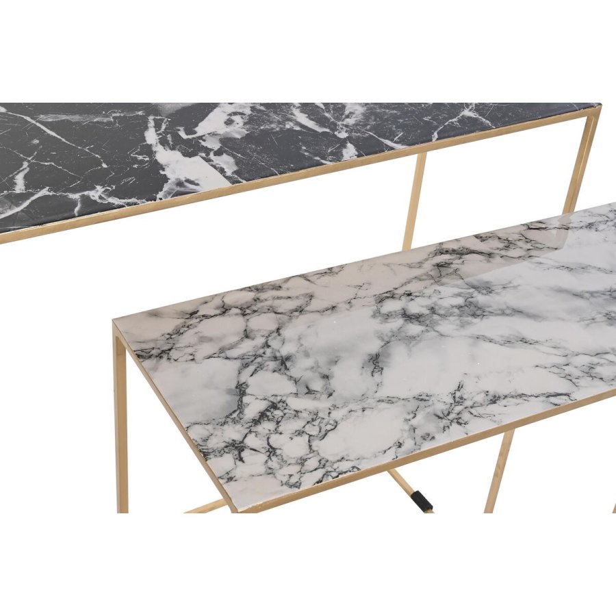 St med 2 borde DKD Home Decor Hvid Sort Gylden 100 x 28 x 80 cm #4