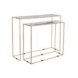 St med 2 borde DKD Home Decor Hvid Sort Gylden 100 x 28 x 80 cm #2