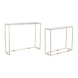 St med 2 borde DKD Home Decor Hvid Sort Gylden 100 x 28 x 80 cm #1